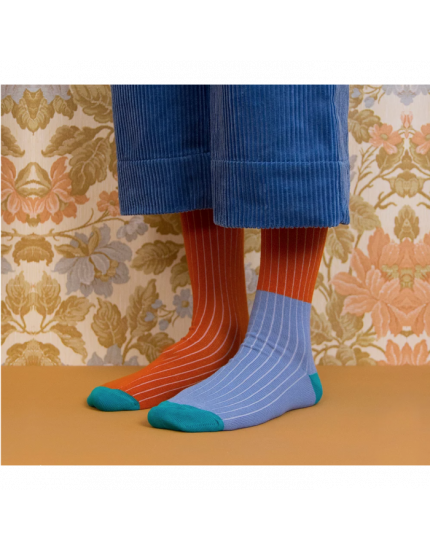 Blue-Red Knee Socks