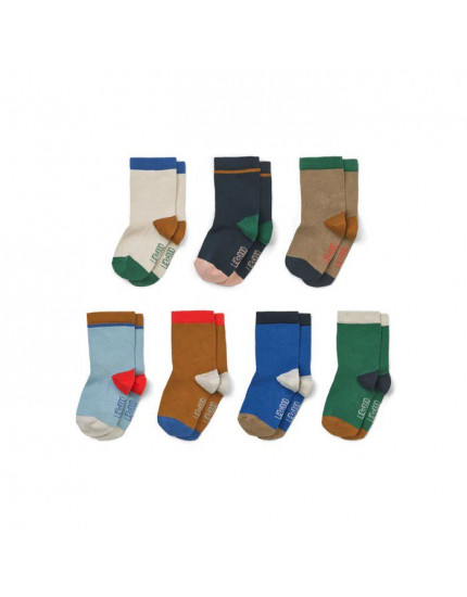 7x Silas Blue Multi mix Socks