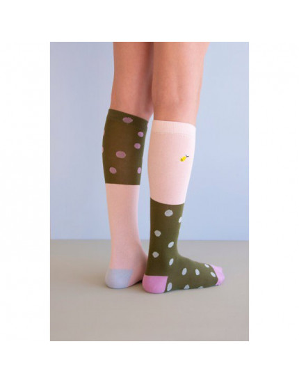 Green + Candy Pink Knee Socks