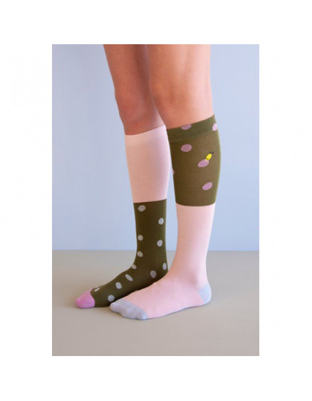 Green + Candy Pink Knee Socks 2