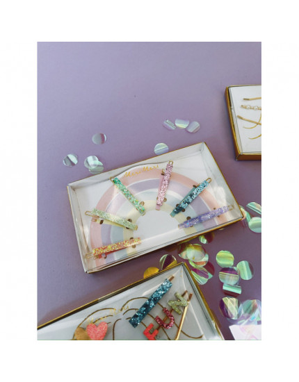 Glitter Rainbow Hair Clips
