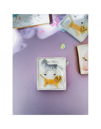 Zebra & Lion Hair Clips 4Y+