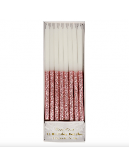 Glitter Dipped Candles Dusky Pink One Size