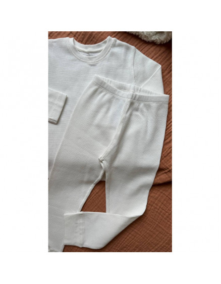 Croydon Waffe Pyjamas Set Creme 3