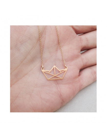 Origami Boat Gold Necklace 2