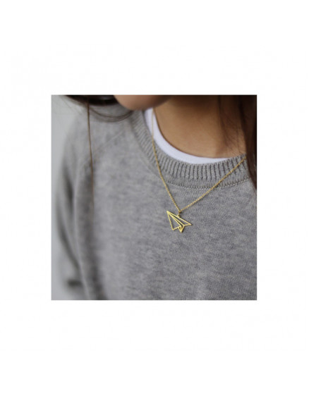 Origami Airplane Gold Necklace 3