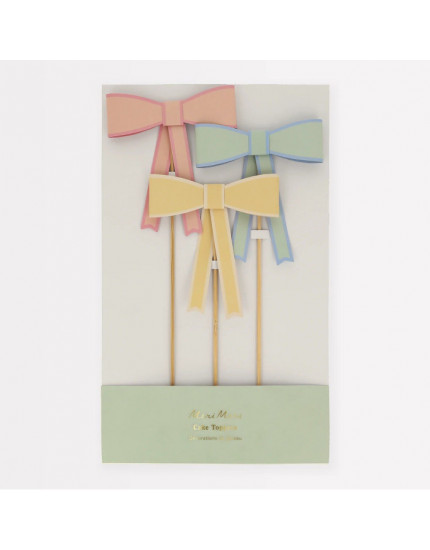 Pastel Bow Cake Topper Set 3Y+