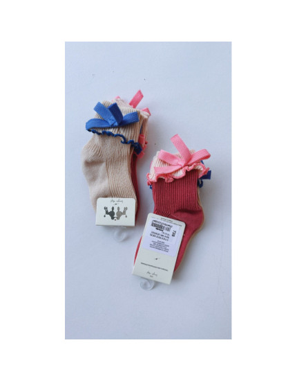 2 x Pack Bow Socks 19-21
