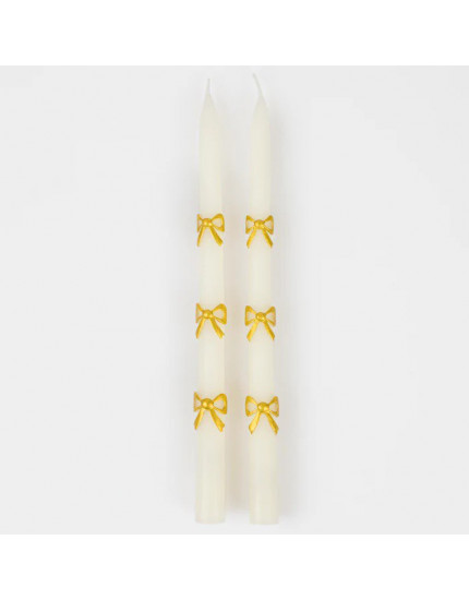 Gold Bow Tapper Candles One Size