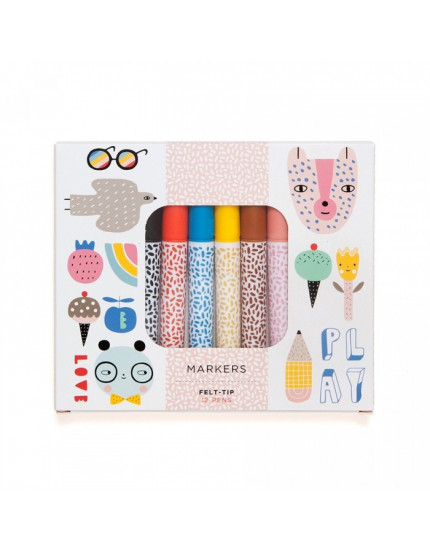 12 x Felt Tip Markers One Size