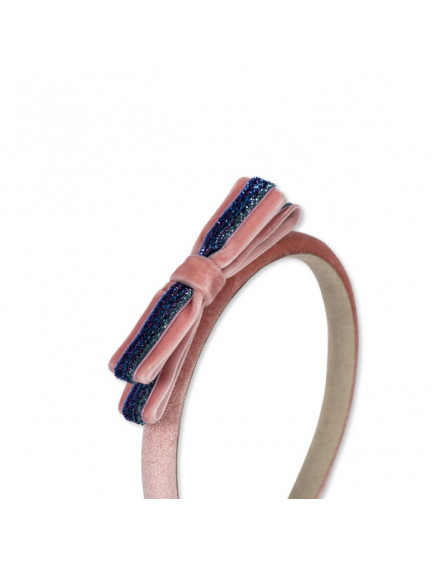 Velvet Bow Hairbraice Pink 3