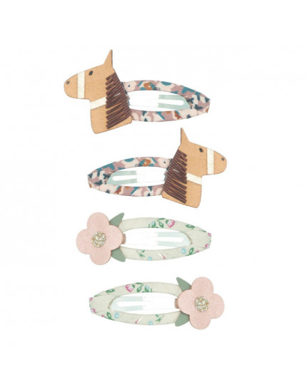 4 x Horse & Flower Clip Set