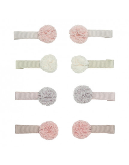 8 x Mini Tulle Pom Pom Clips