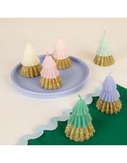 Rainbow Glitter Trees Candles One Size