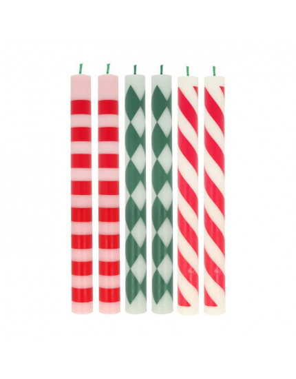 Festive Stripe Table Candles One Size