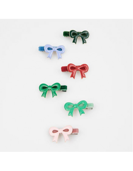6 x Enamel Bow Hair Clips 3