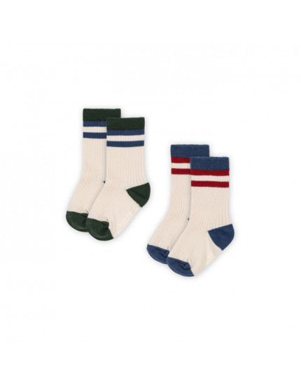 2 x Pack Rib Socks Multi Stripe 17-18 (0-6M)