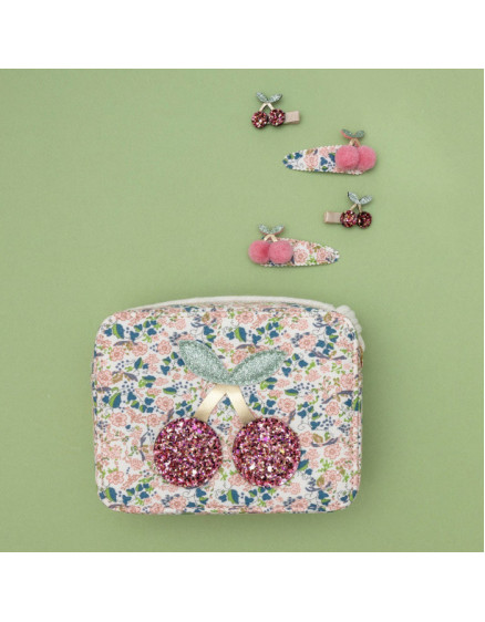 2 x Floral Pom Pom Cherries Clips 4