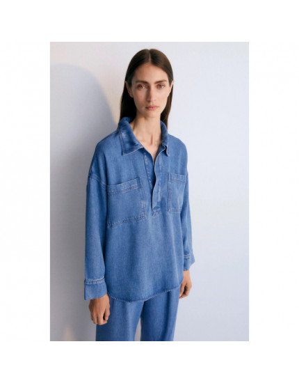 Micenas Woman Shirt Mid Blue Denim