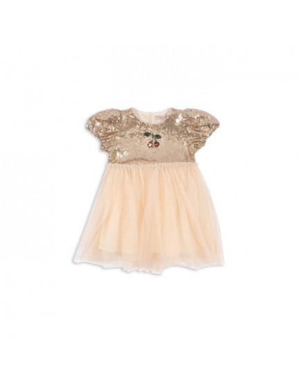 Starla Puff Sleeve Dress Gold Blush