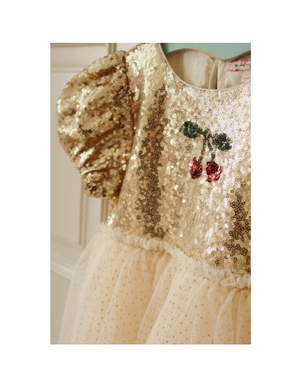 Starla Puff Sleeve Dress Gold Blush 4