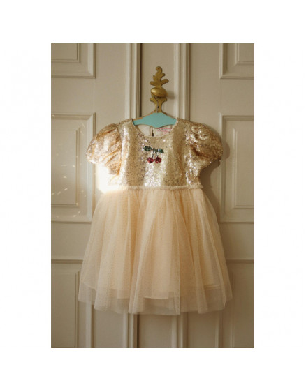 Starla Puff Sleeve Dress Gold Blush 3