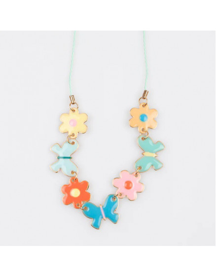 Butterflies & Flowers Enamel Charm Necklace 3
