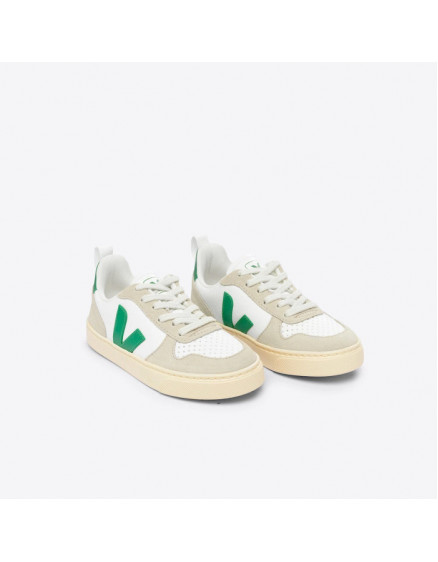 V-10 Leather White Emeraude Almond Sneakers 3