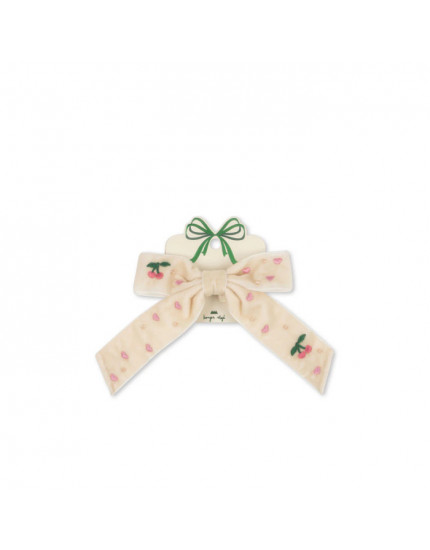 Velvet Bow Pearly Hair Clip Pearled Ivory 3Y+
