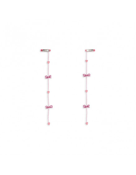 2 Pack Pearly Tassel Hair Clip Pink Bow 2