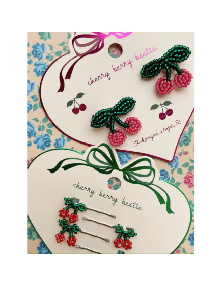 2 Pack Pearly Hair Clips Cherry 2