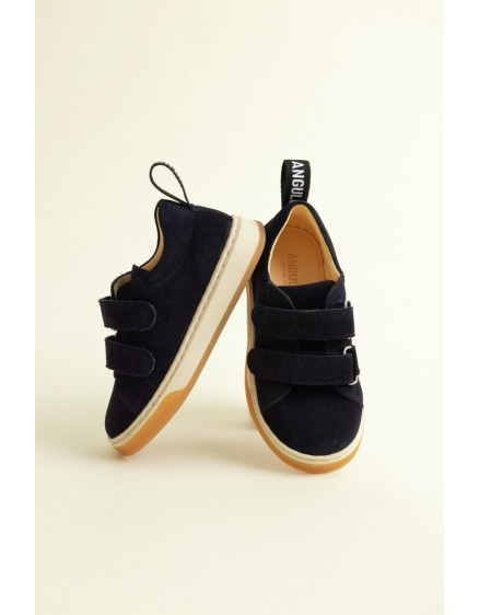 Suede sneaker with logo strop Navy 4