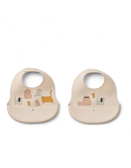 Ember Printed Bib 2-pack Cats and Dogs