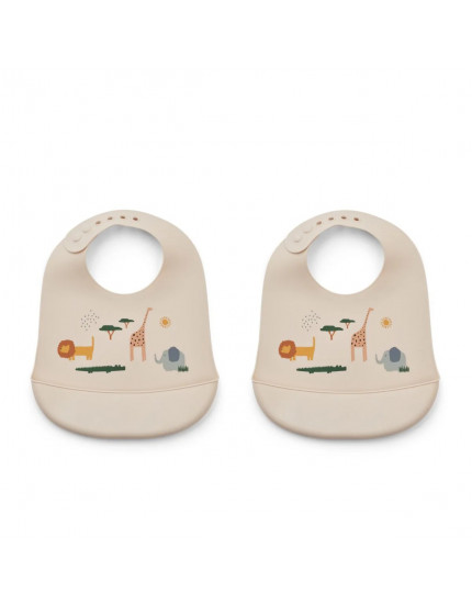 Tilda Silicone Bib 2-Pack Safari Sandy