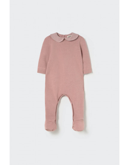 Soft brushed knit newborn jumpsuit Silver Pink Alassio 56