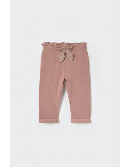 Soft brushed knit bow baby pants Silver Pink Sicilia 12M