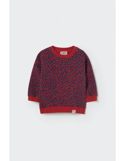 Animal print fleece baby sweatshirt Red Velvet Kelly 18M