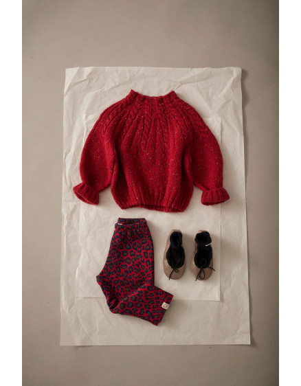 Animal print fleece baby leggings Red Velvet 3