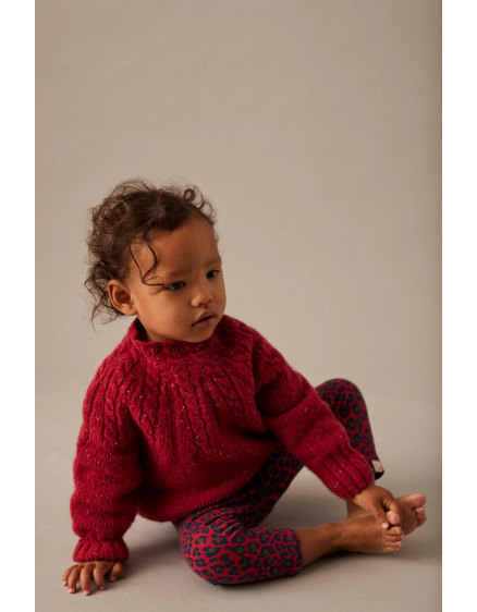 Animal print fleece baby leggings Red Velvet 2