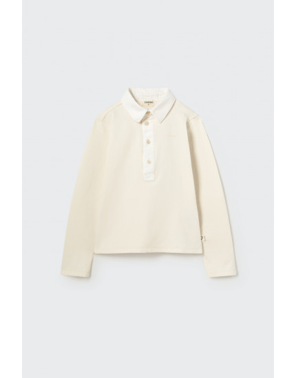 Soft brushed fleece collar sweatshirt White Calik 12P