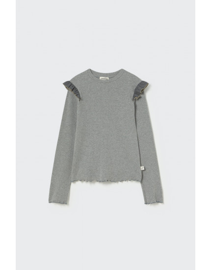 Soft cotton rib sweater Grey Aruba