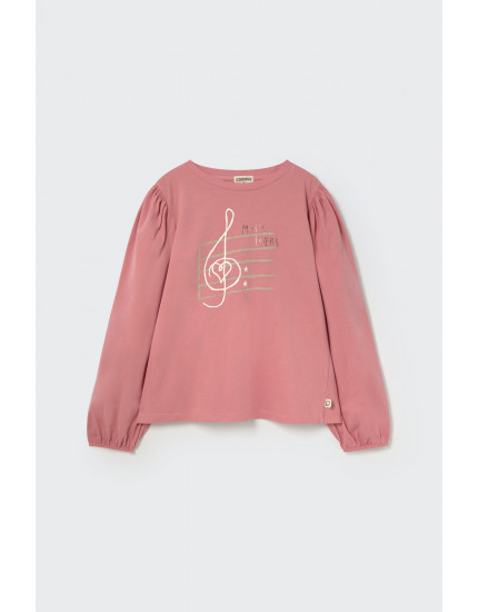 Soft warm jersey puffed T-shirt Rose Tea Florencia 2Y