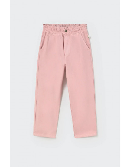 Smooth cotton twill pants Silver Pink Paola