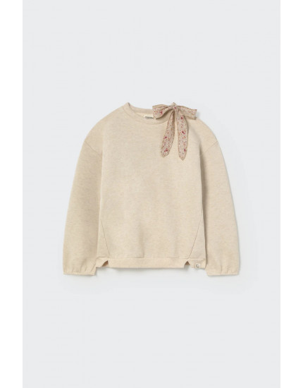 Mélange fleece bow swetashirt Stone Suecia 12Y