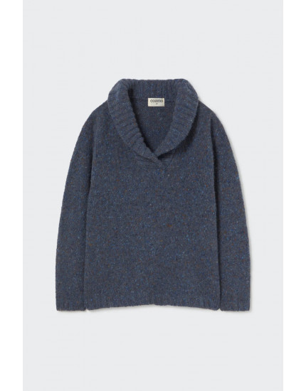 Tweed tricot collar sweater Blue Palermo