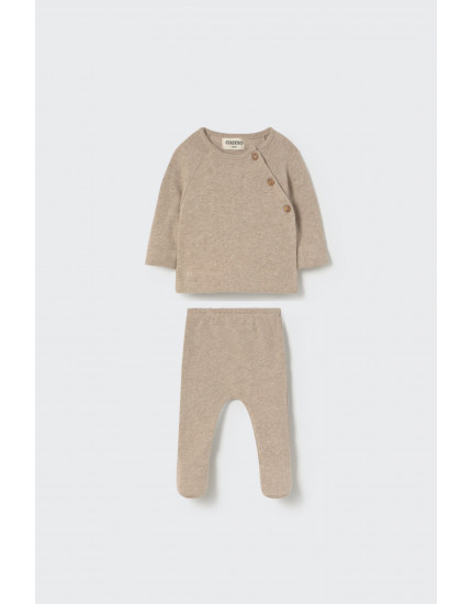 Soft brushed knit newborn set Stone 56