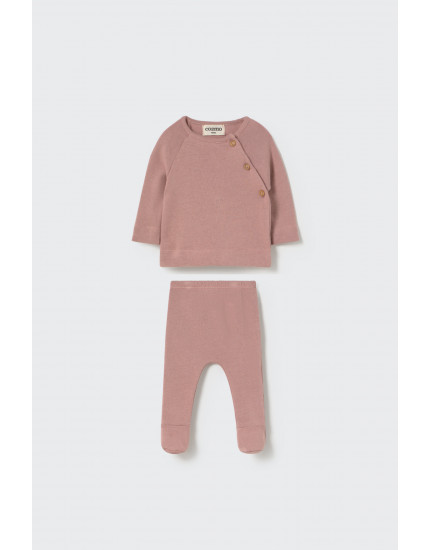 Soft brushed knit newborn set Silver Pink 56