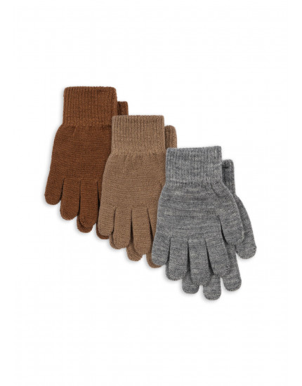3 Pack Filla Gloves Grey Beige Brown