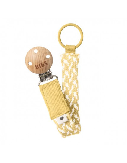 Pacifier Clip Braided Pale Butter Ivory  One Size