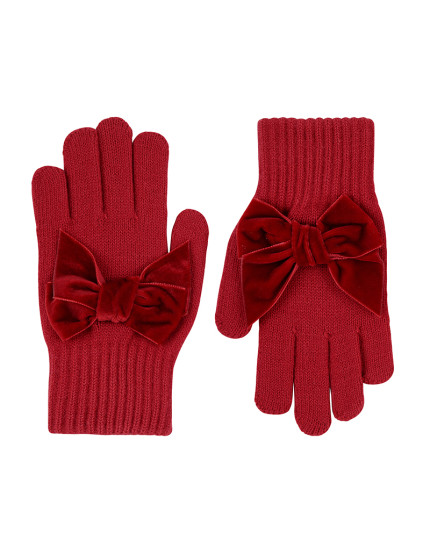 Gloves with giant velvet bow Red Velvet 578 2Y